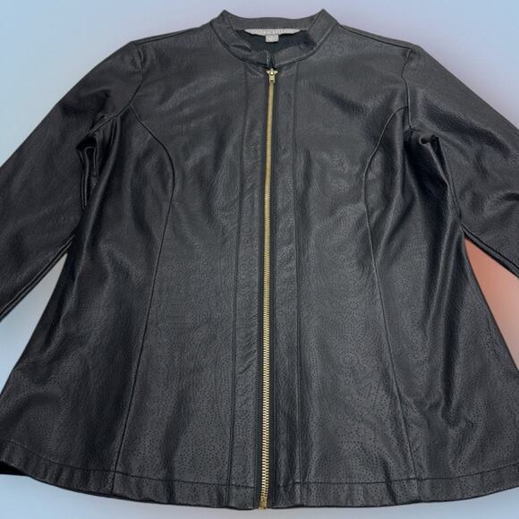 VALERIE STEVENS Women’s 6 Black Faux Leather Jacket - Picture 1 of 5